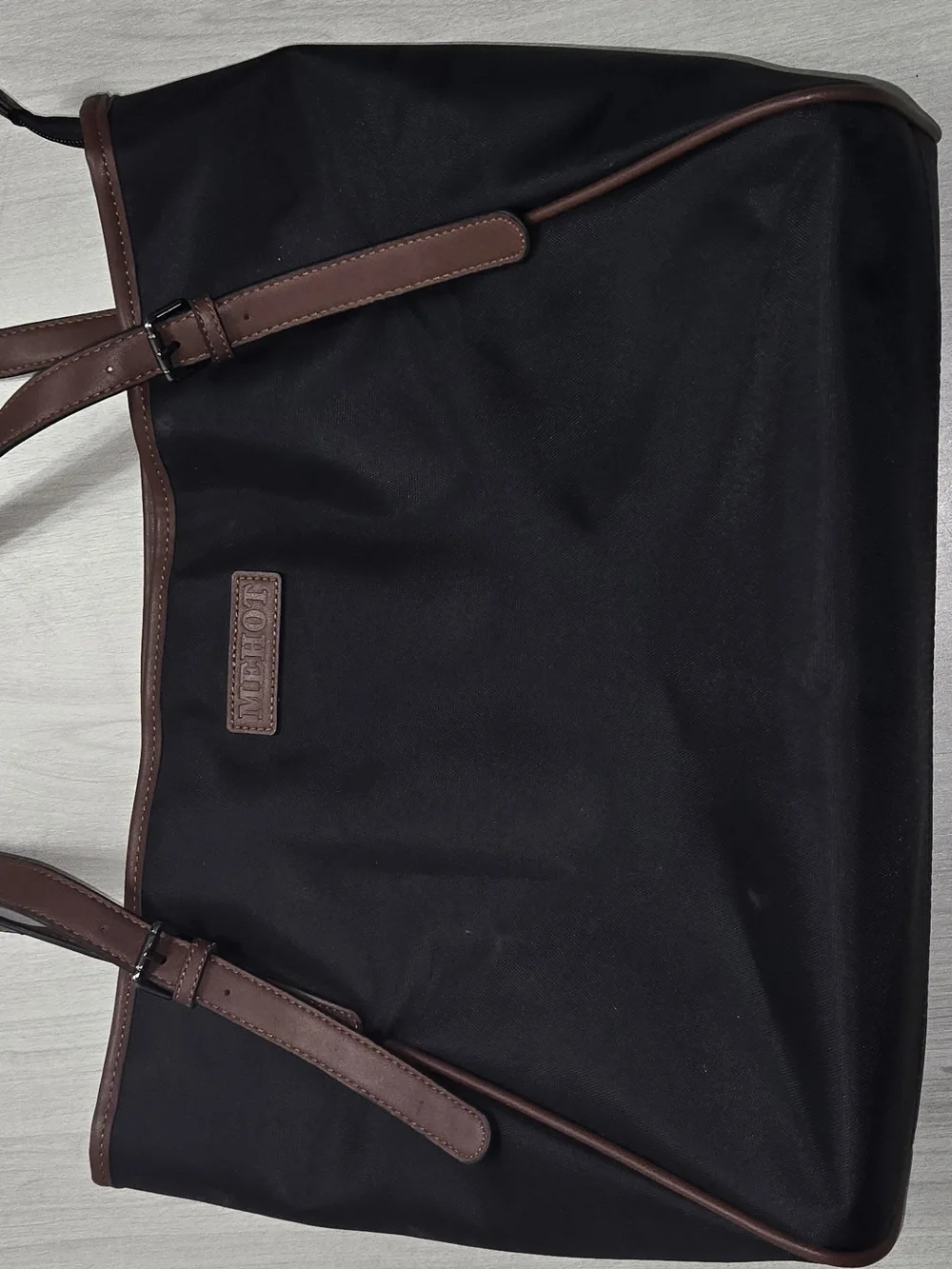 Men's Brown Leather-Trim Tote Bag - Stylish Everyday Carry